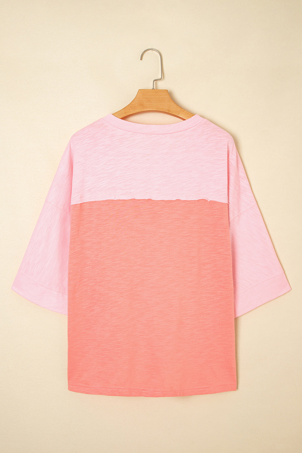 Light Blue Flower Patched Exposed Seam Bracelet Sleeve Oversized T Shirt