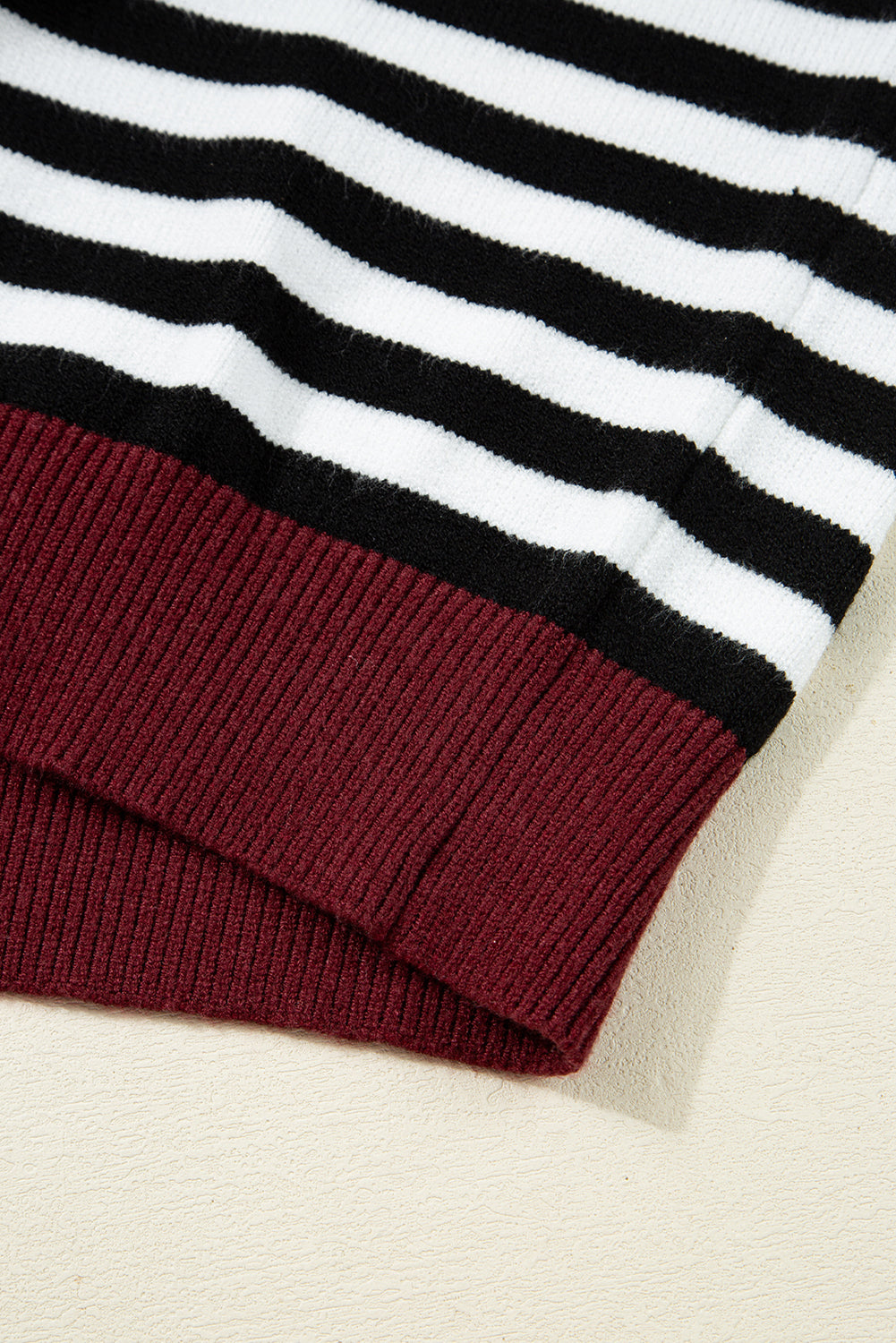 Gray Striped Panels Colorblock Sleeve Chic Sweater