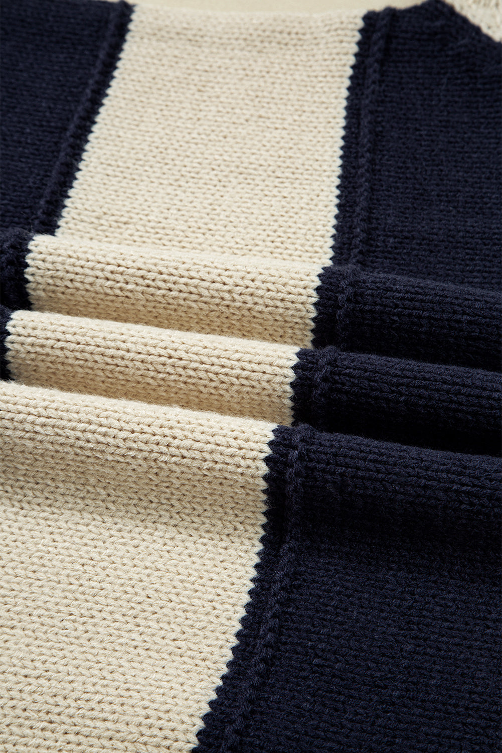 Khaki Stripe Color Block PLus Size Drop Shoulder Sweater