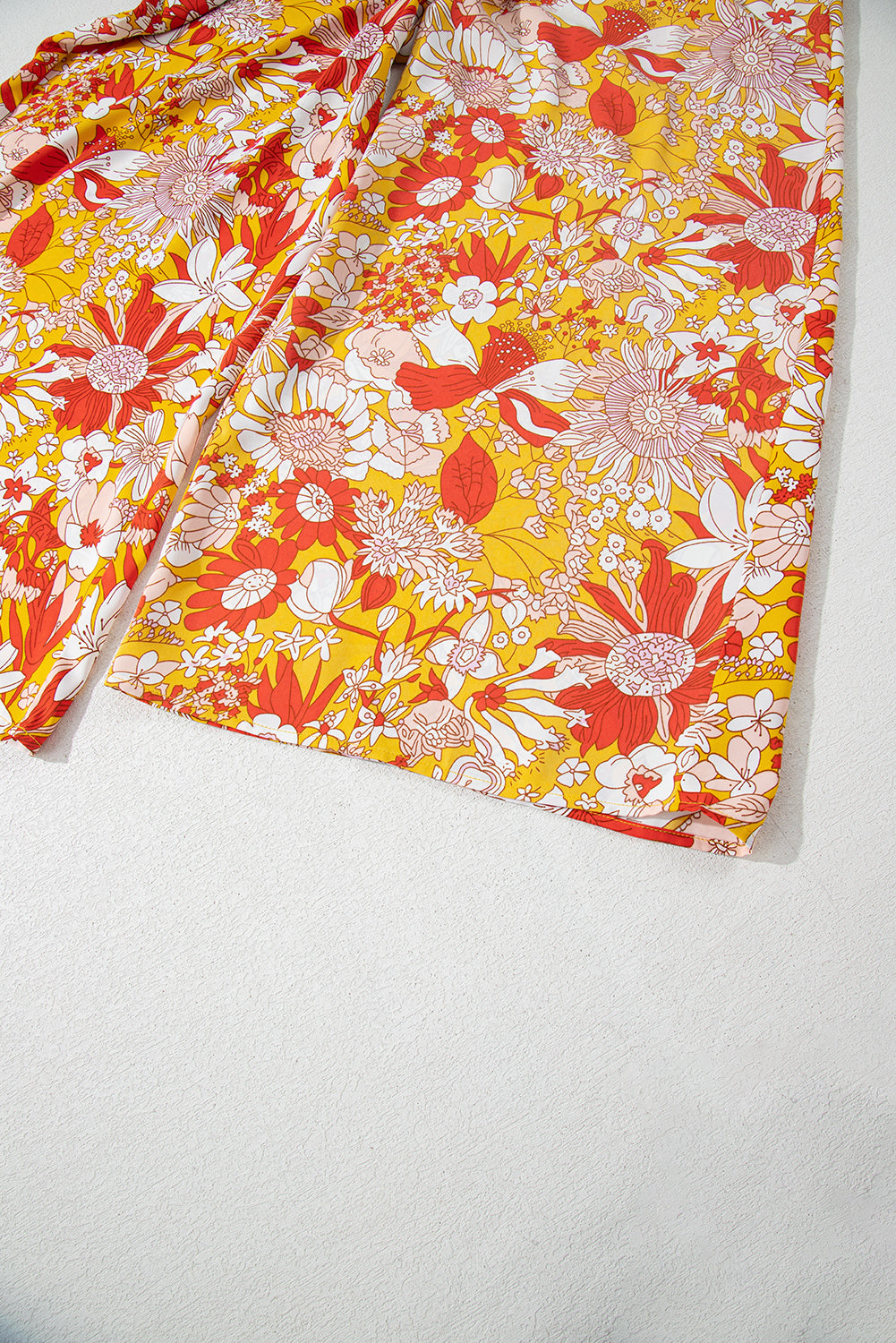 Orange Floral V Neck Wide Leg Sleeveless Jumpsuit