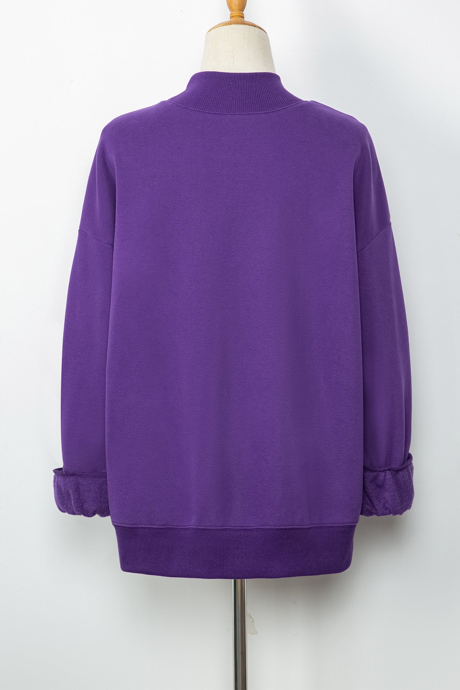 Bright Pink Oversize Blessed Embroidered Mock Neck Sweatshirt