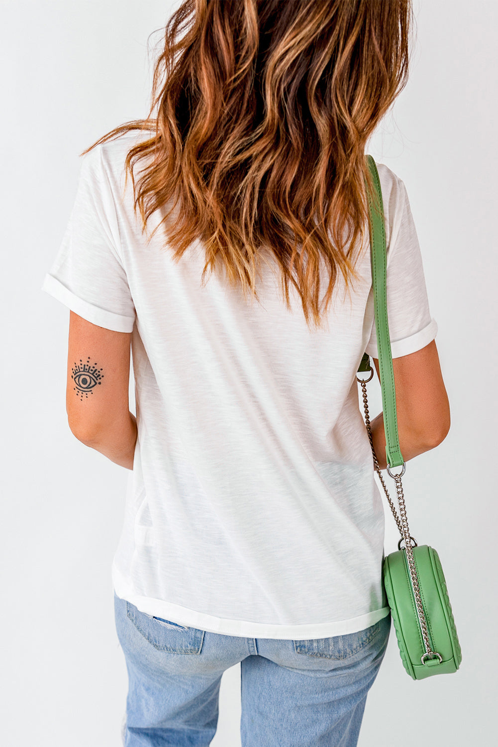 White Floral Western Boots Printed Cotton Blend T Shirt