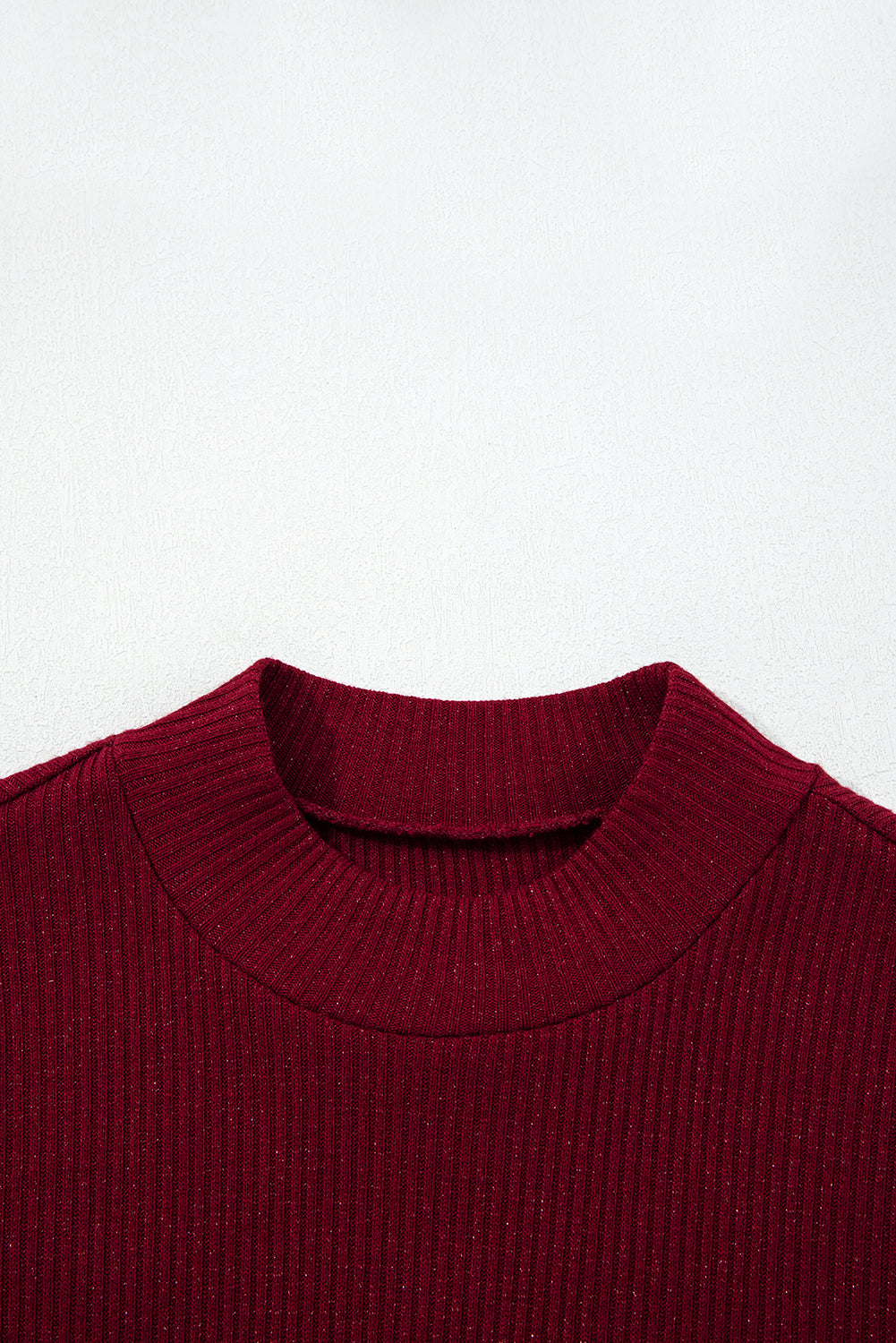 Red Dahlia Metal Ribbed Knit Long Sleeve Slim Fit Top