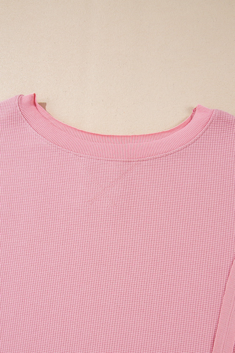 White Waffle knit Bishop Sleeve Split Oversized Top