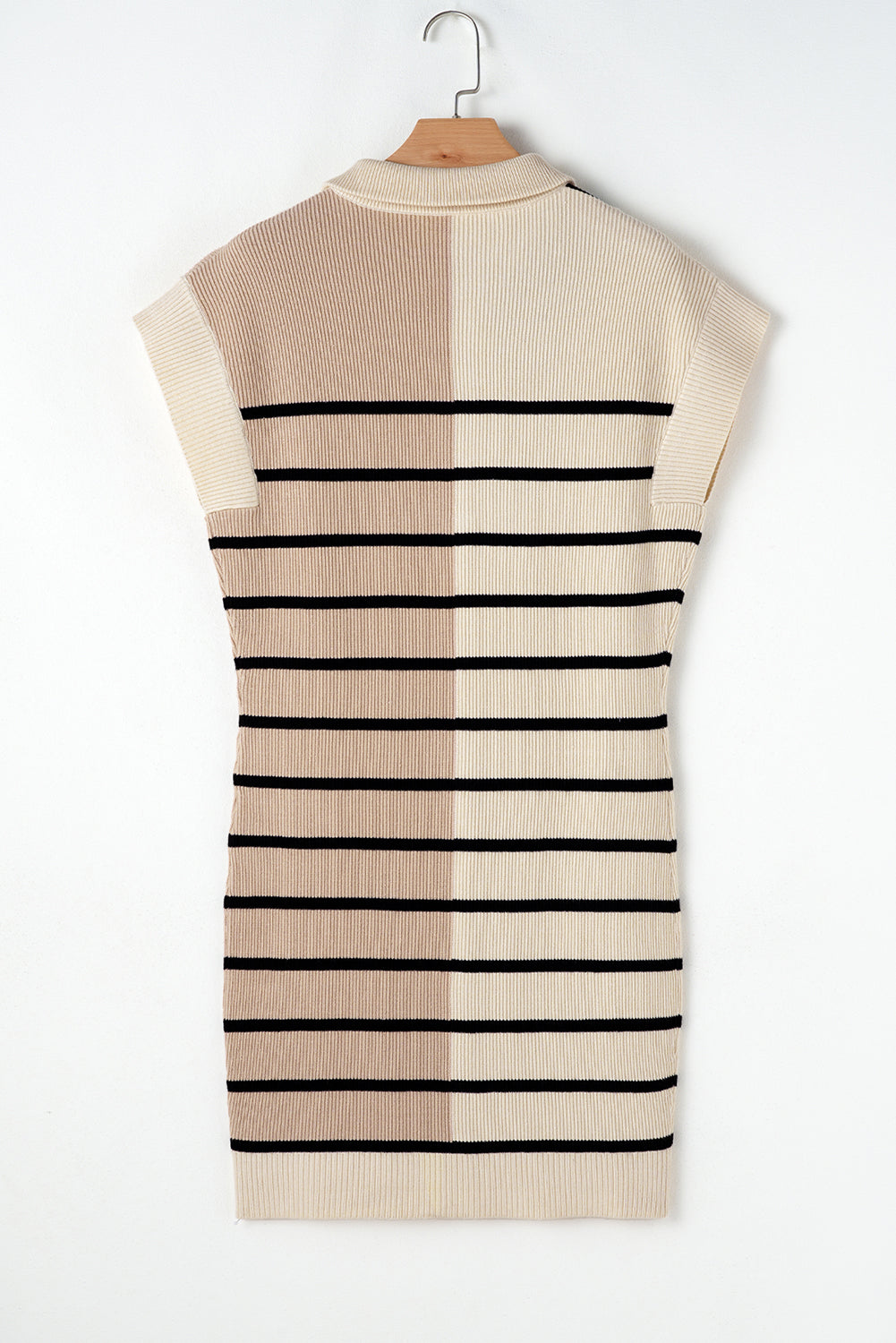 Sky Blue Stripe Colorblock Quarter Zip Collar Sweater Vest