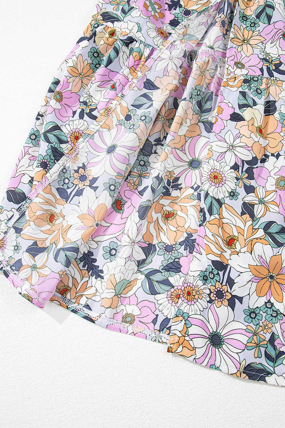 Orange Bohemian Floral Print Tiered Maxi Skirt with Split