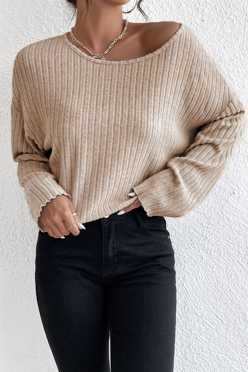 Oatmeal Ribbed Keyhole Short Sleeve Wide Leg Jumpsuit