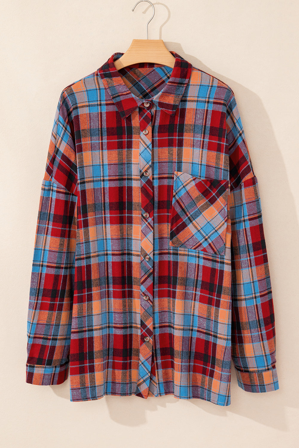 Red Plaid Print Loose Vintage Shirt