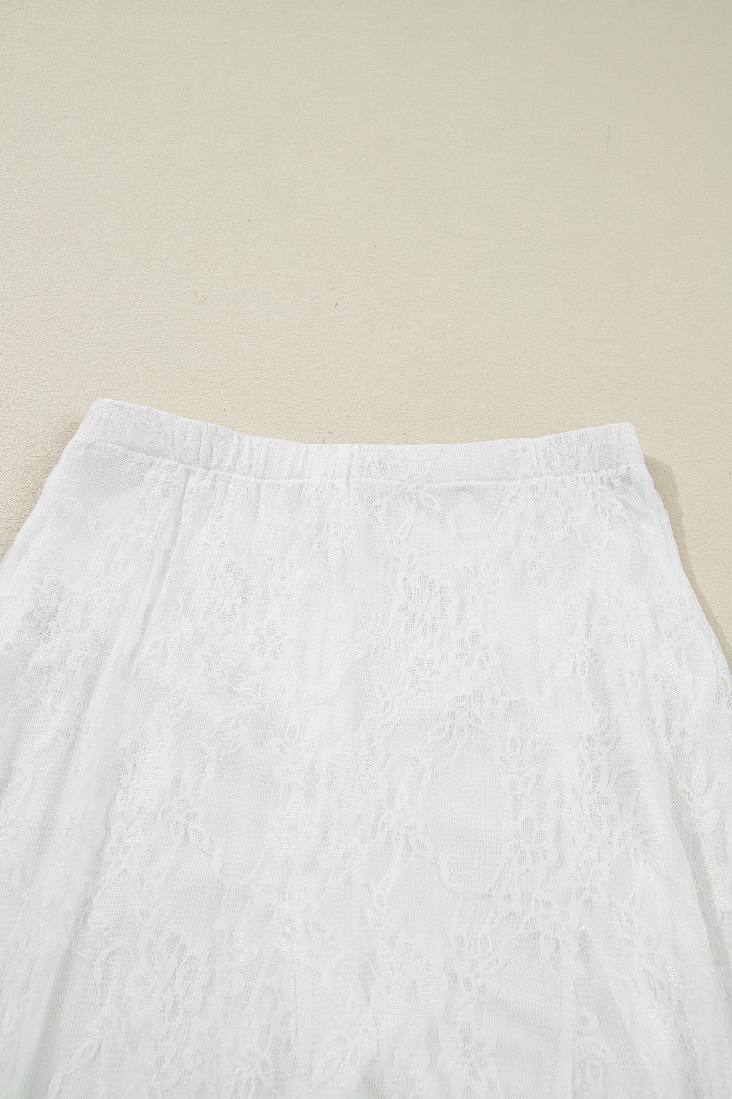 White Sheer Floral Lace Flowy Maxi Skirt