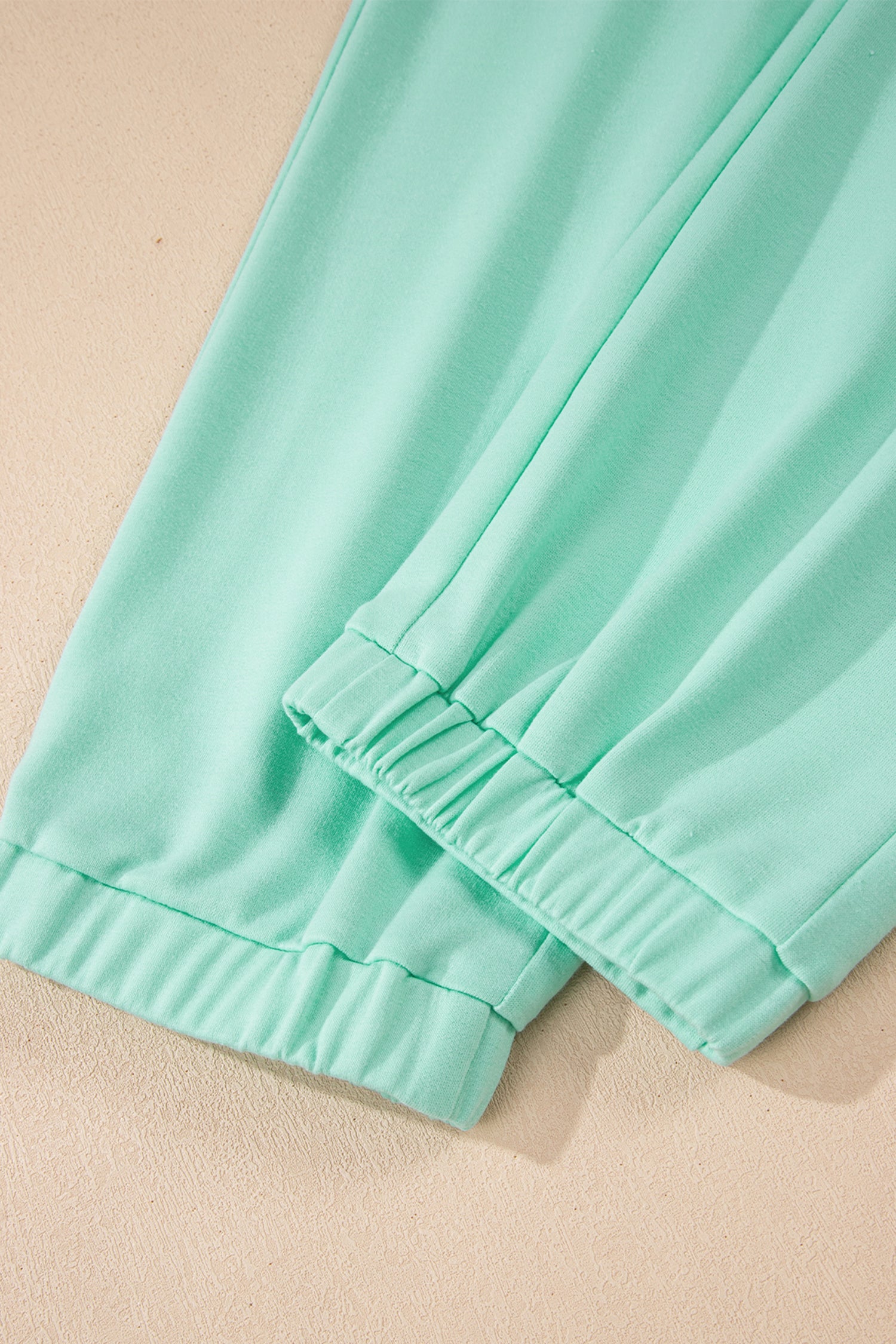 Mist Blue Solid Color Loose Tee Drawstring Wide Leg Pants 2pcs Outfit