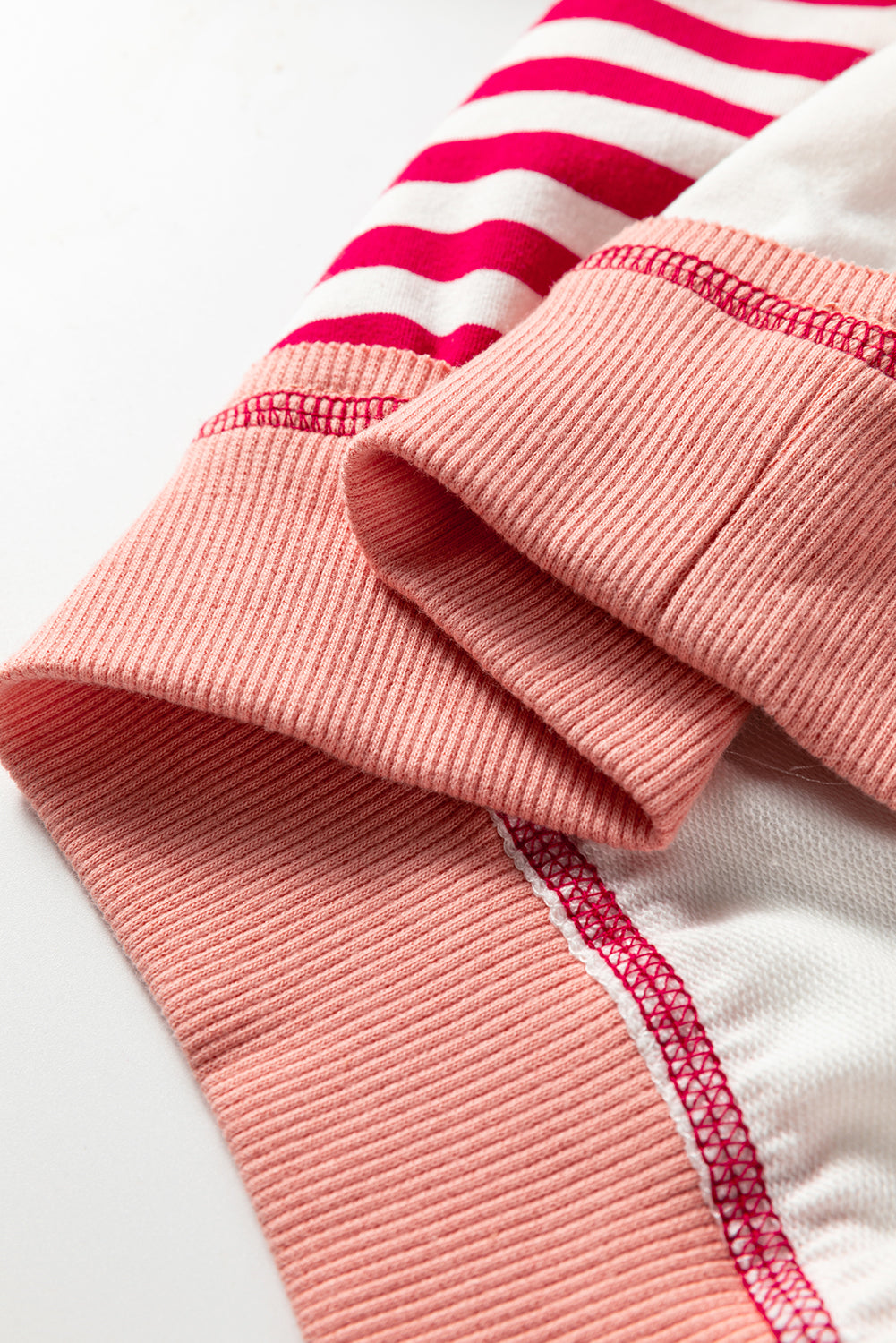 Red Stripe Colorblock Patchwork Contrast Stitching Oversize Sweatshirt