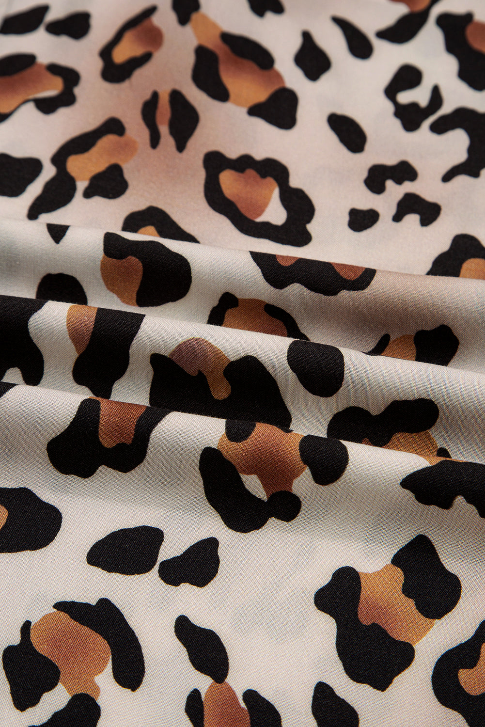 Dearlove Khaki Leopard Print Colorblock Striped Edge Shirt and Pants Pajama Set