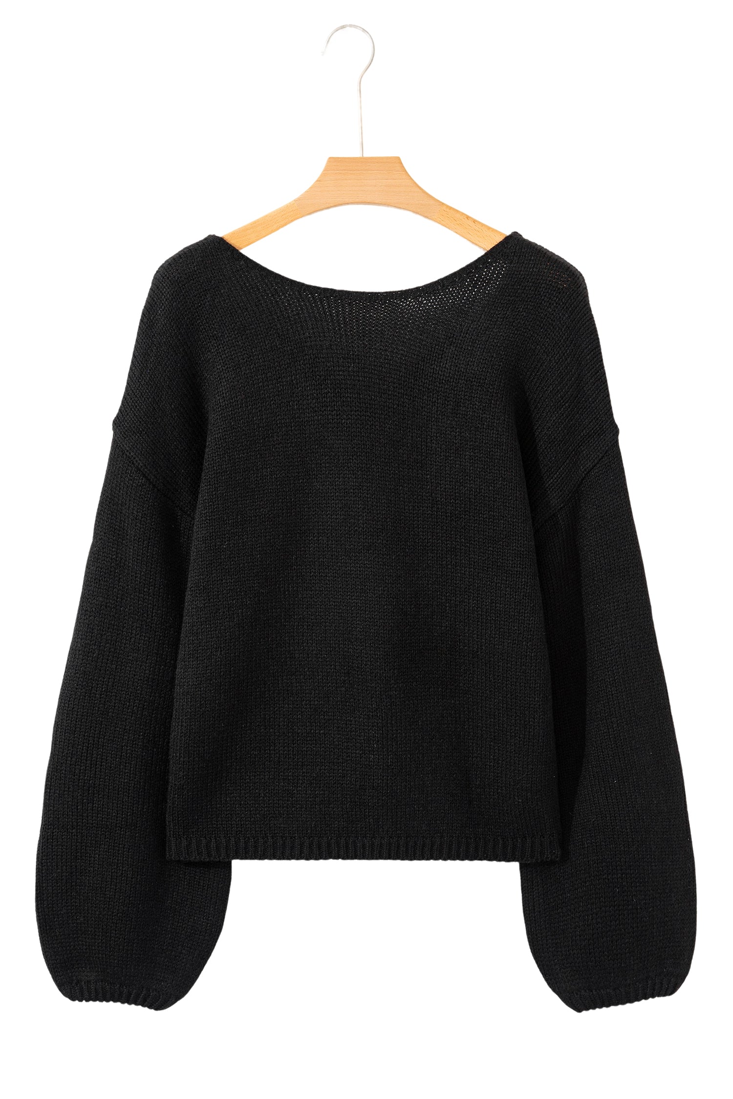 Bonbon Festive Bow Backless Bubble Sleeve Sweater