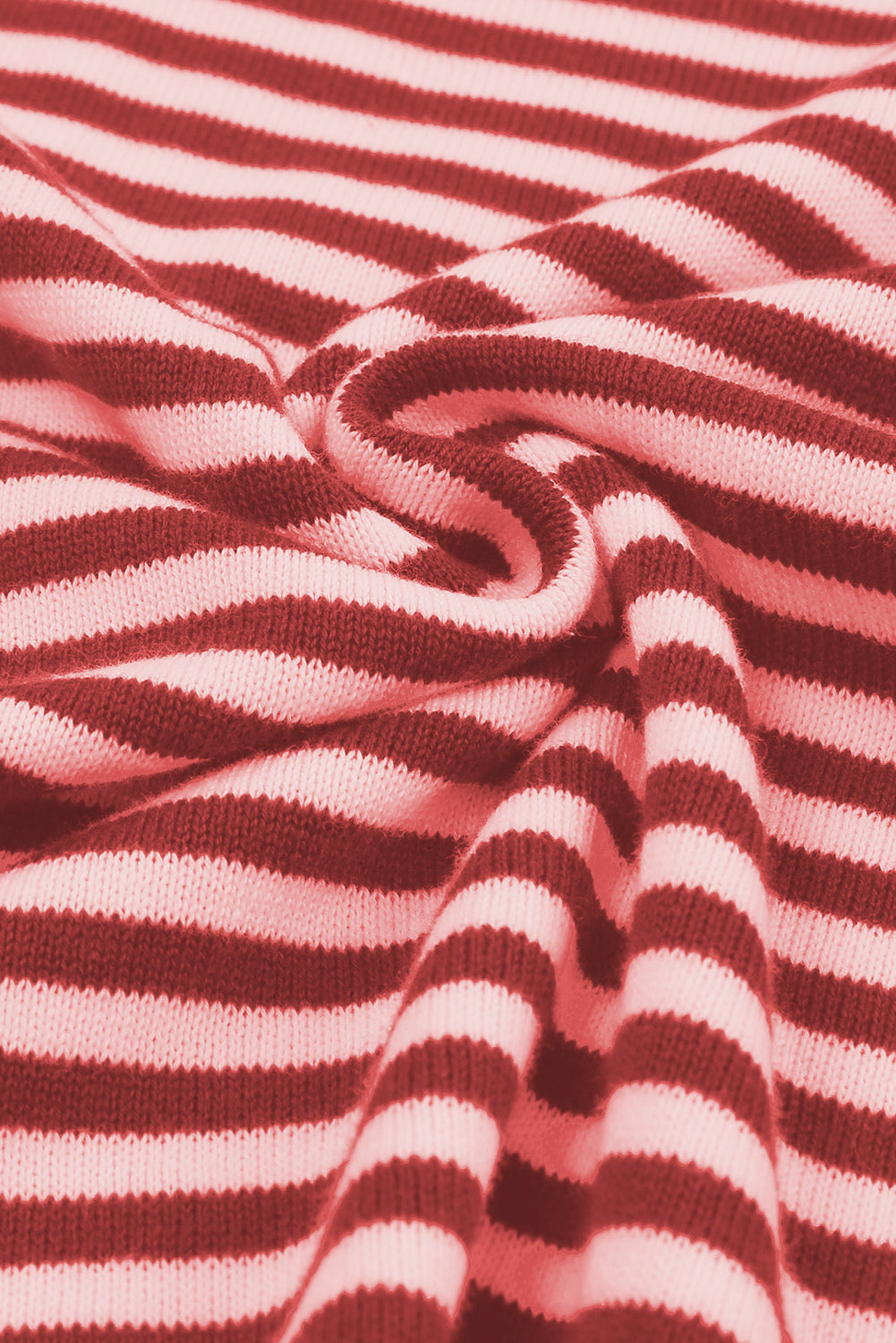 Fiery Red Striped Contrast Trimmed Drop Shoulder Sweater