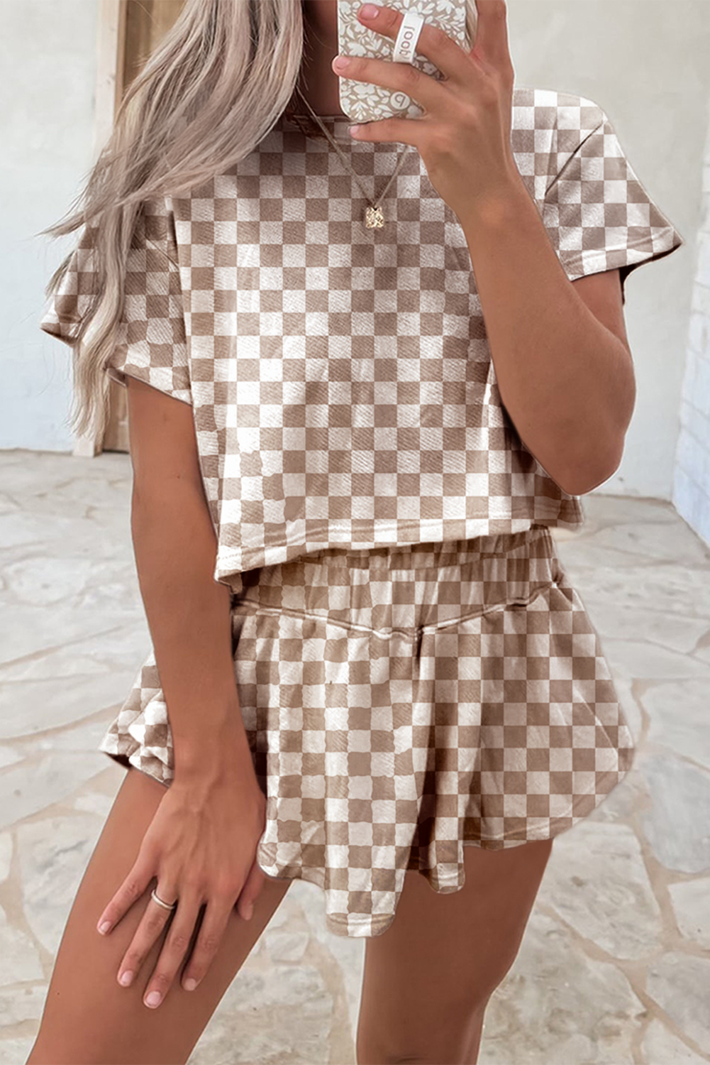 Black 2pcs Cropped Tee and Ruffle High Waist Skort Set