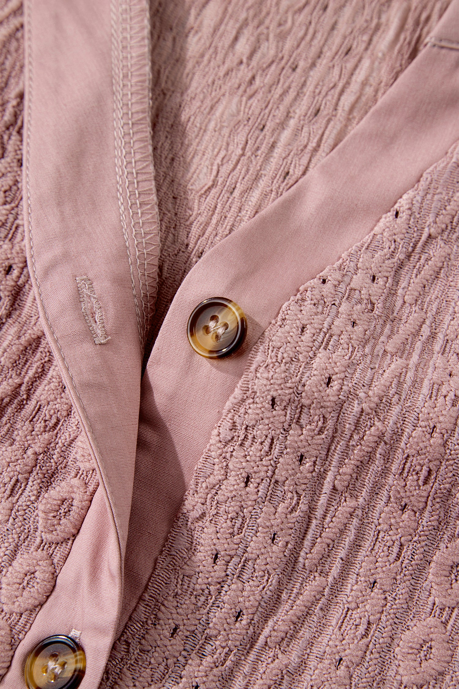 Fushia Textured Embroidered Half Buttons Short Sleeve Blouse