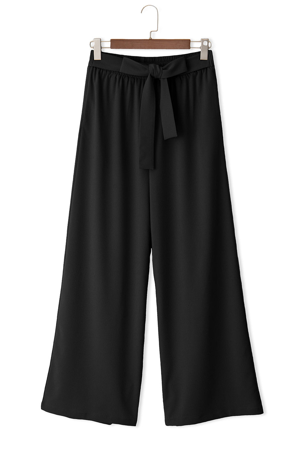 Rose Tan High Waisted Tie Front Side Pocket Wide Leg Flowy Casual Pants