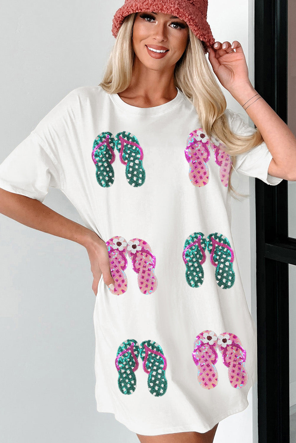 White SUMMER FOREVER Flower Graphic T Shirt