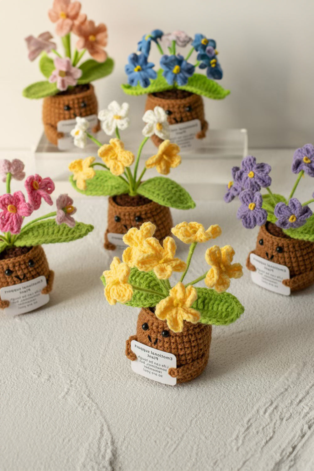 Orchid Bouquet Handmade Crochet Flower Pot Home Decoration