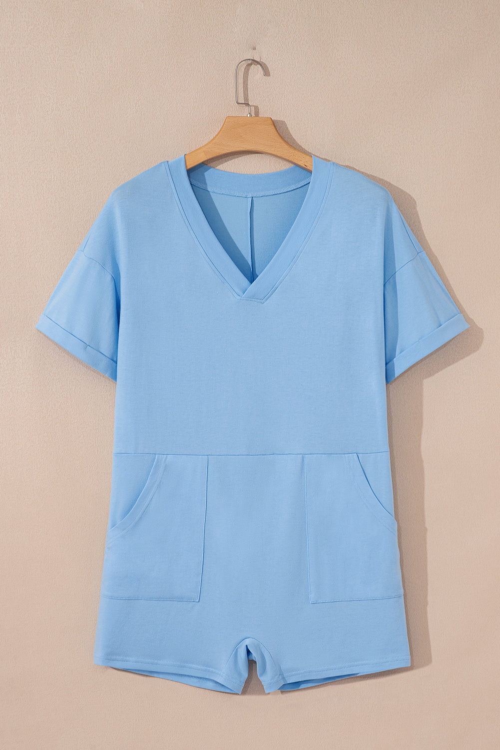 Bonbon Loose Half Sleeve V Neck Knit Romper