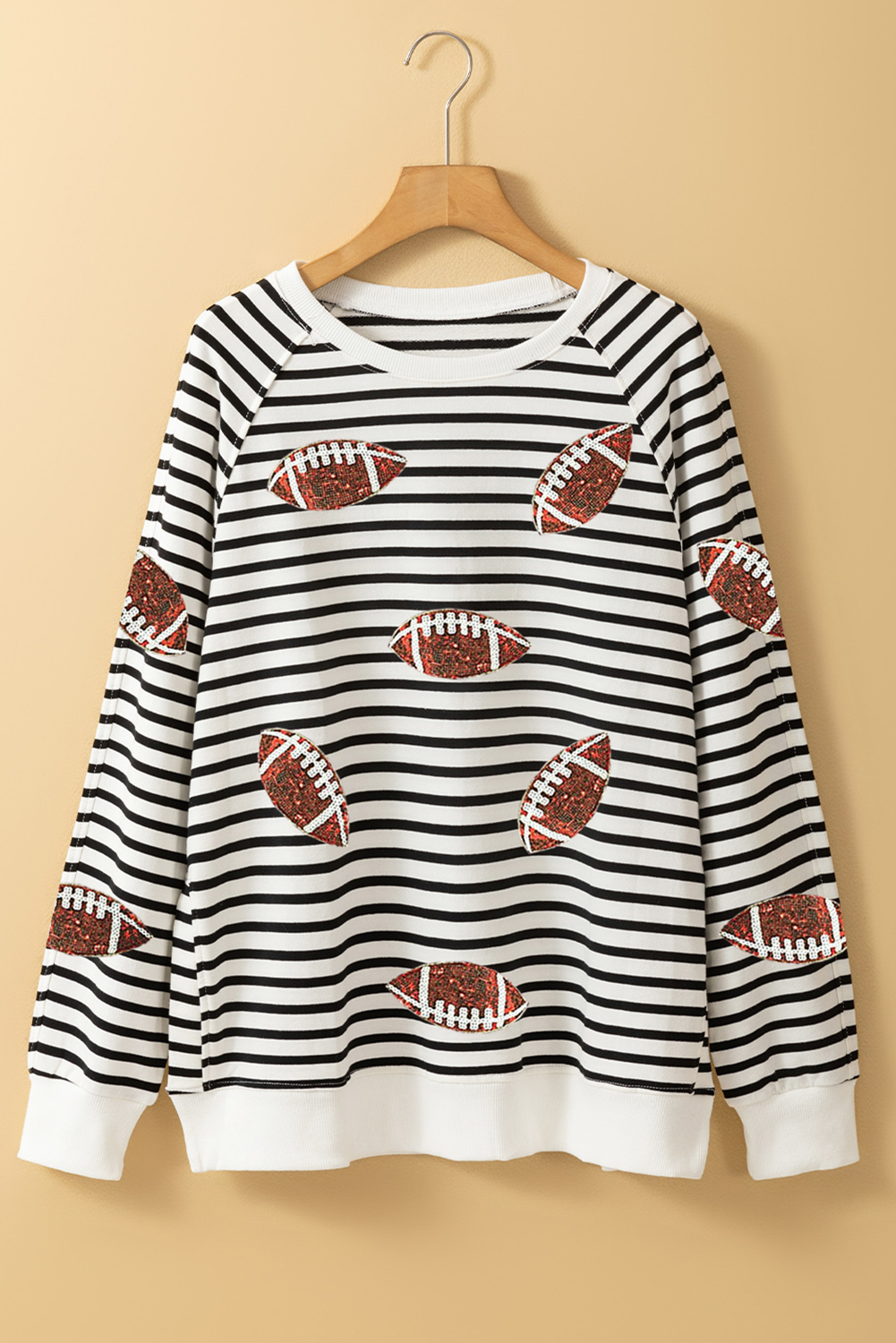 Black Sequin Basketball Patched Graphic Game Day T Shirt