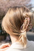Strawberry Pink Flower Print Cut Out Cloud Shape Hair Claw Clip