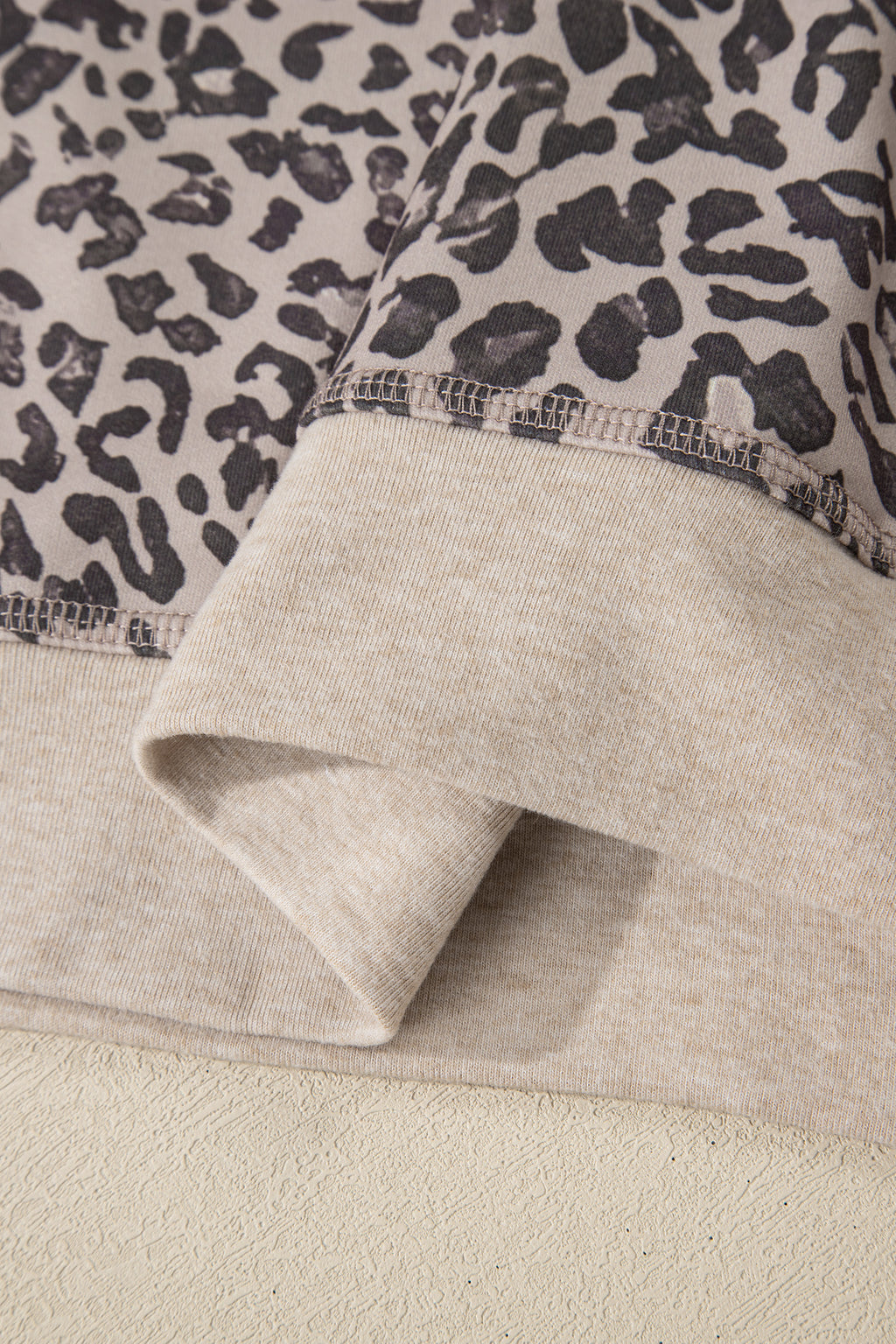 Brown Leopard Print Patchwork Crew Neck Sweatshirt