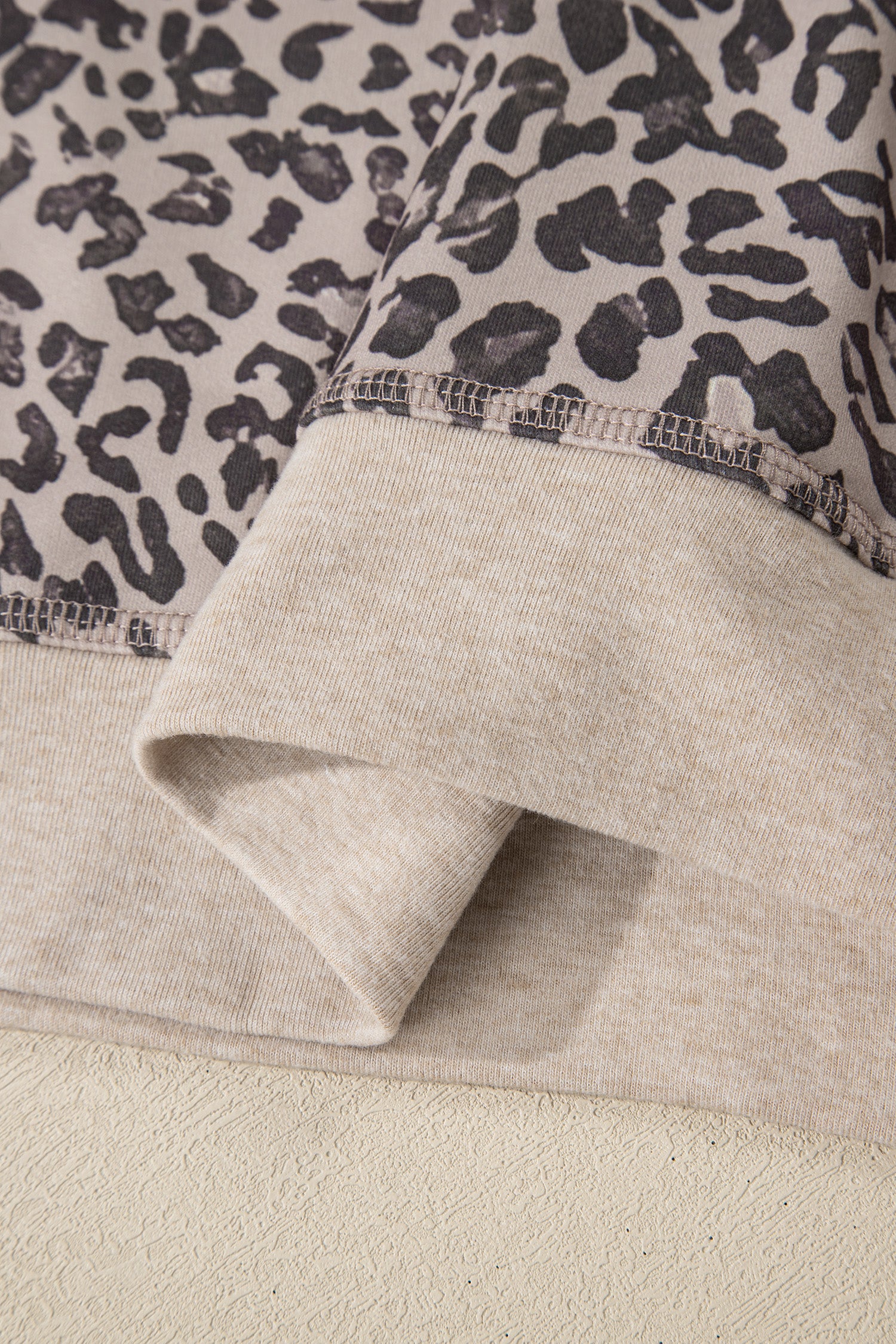 Brown Leopard Print Patchwork Crew Neck Sweatshirt