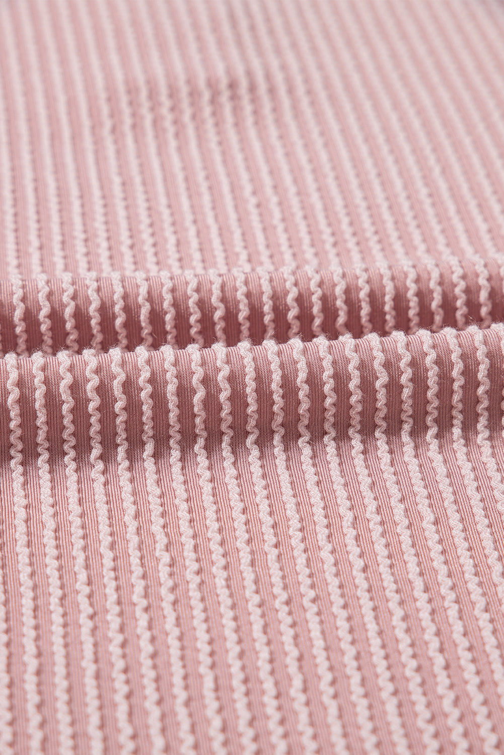 Pink Corded Colorblock Half Placket Pullover Sweatshirt