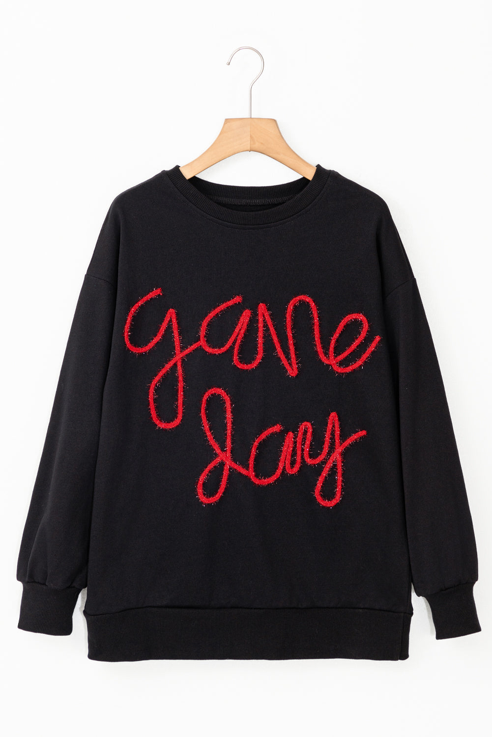 Russet Orange Tinsel Game Day Drop Shoulder Graphic Sweatshirt