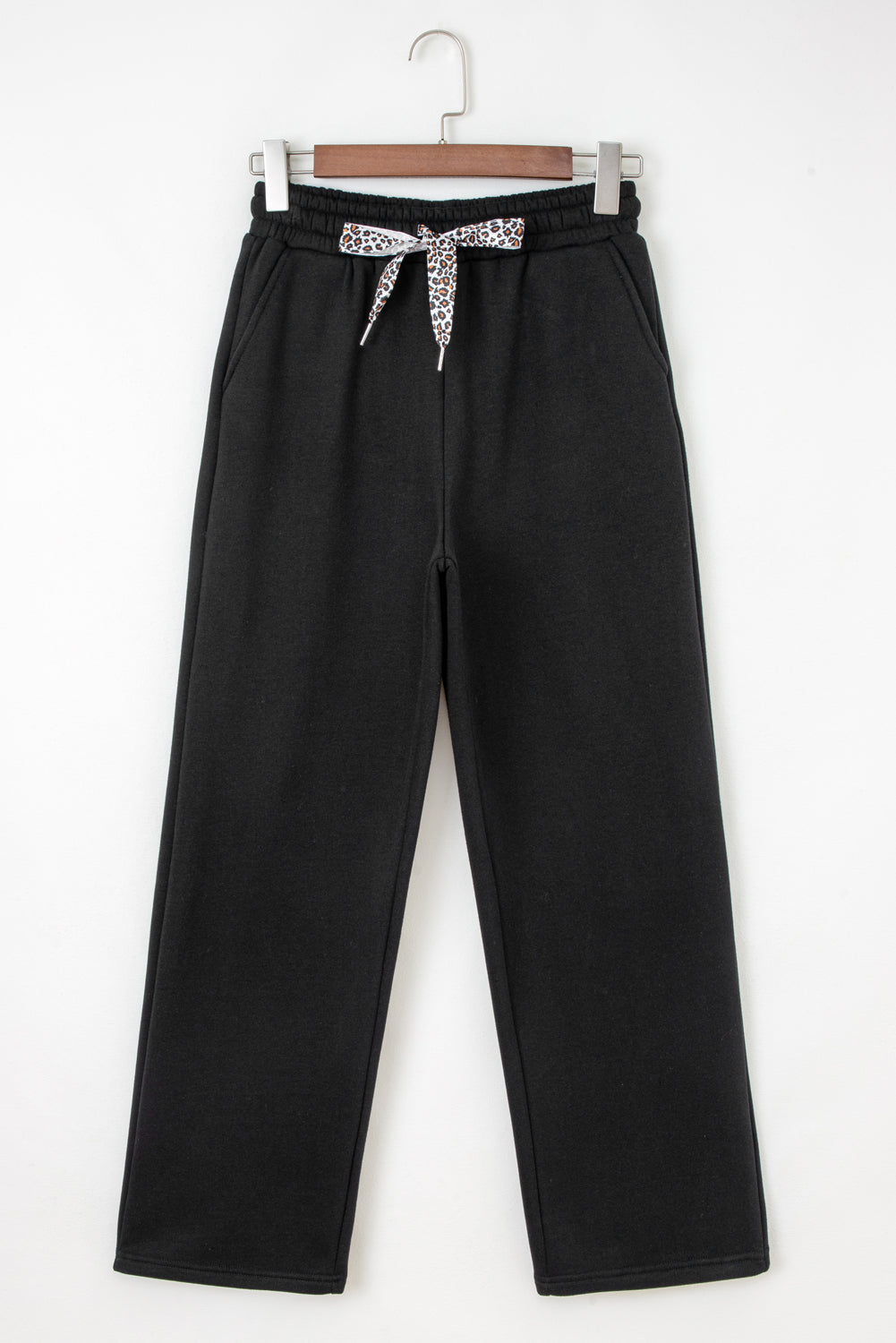 Gray Morn Corduroy Leopard Drawstring High Waist Trousers