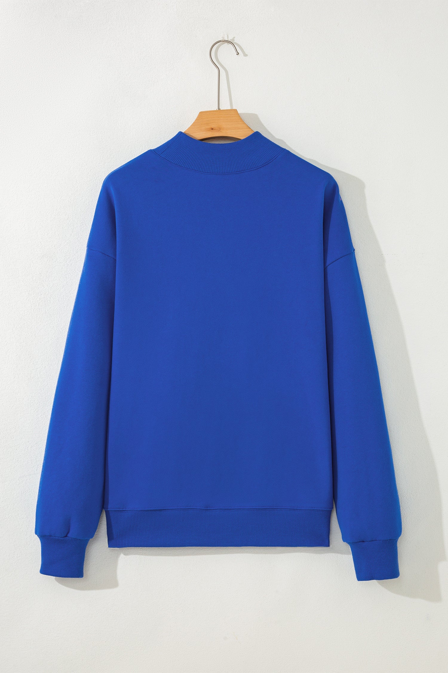 Bright Pink Oversize Blessed Embroidered Mock Neck Sweatshirt