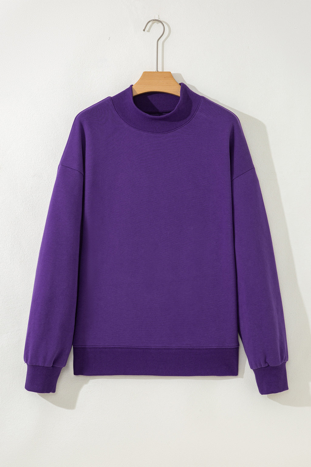 Bright Pink Oversize Blessed Embroidered Mock Neck Sweatshirt