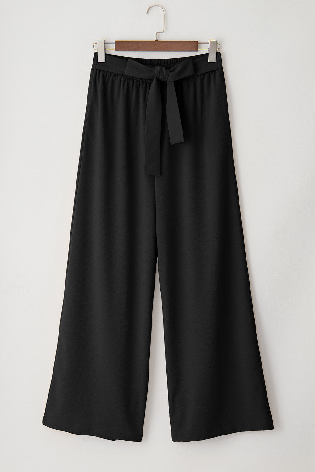 Rose Tan High Waisted Tie Front Side Pocket Wide Leg Flowy Casual Pants