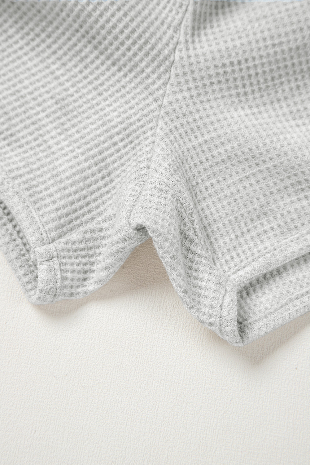 Light Grey Waffle Knit Sleeveless Buttoned Front Drawstring Elastic Waistband Romper
