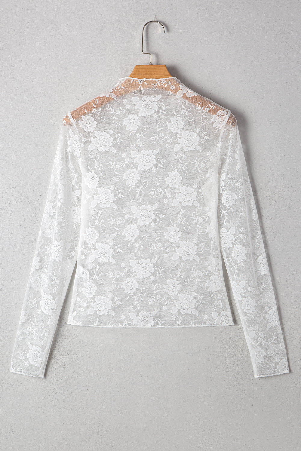 Black Floral Lace Mesh Short Sleeve Sheer Top