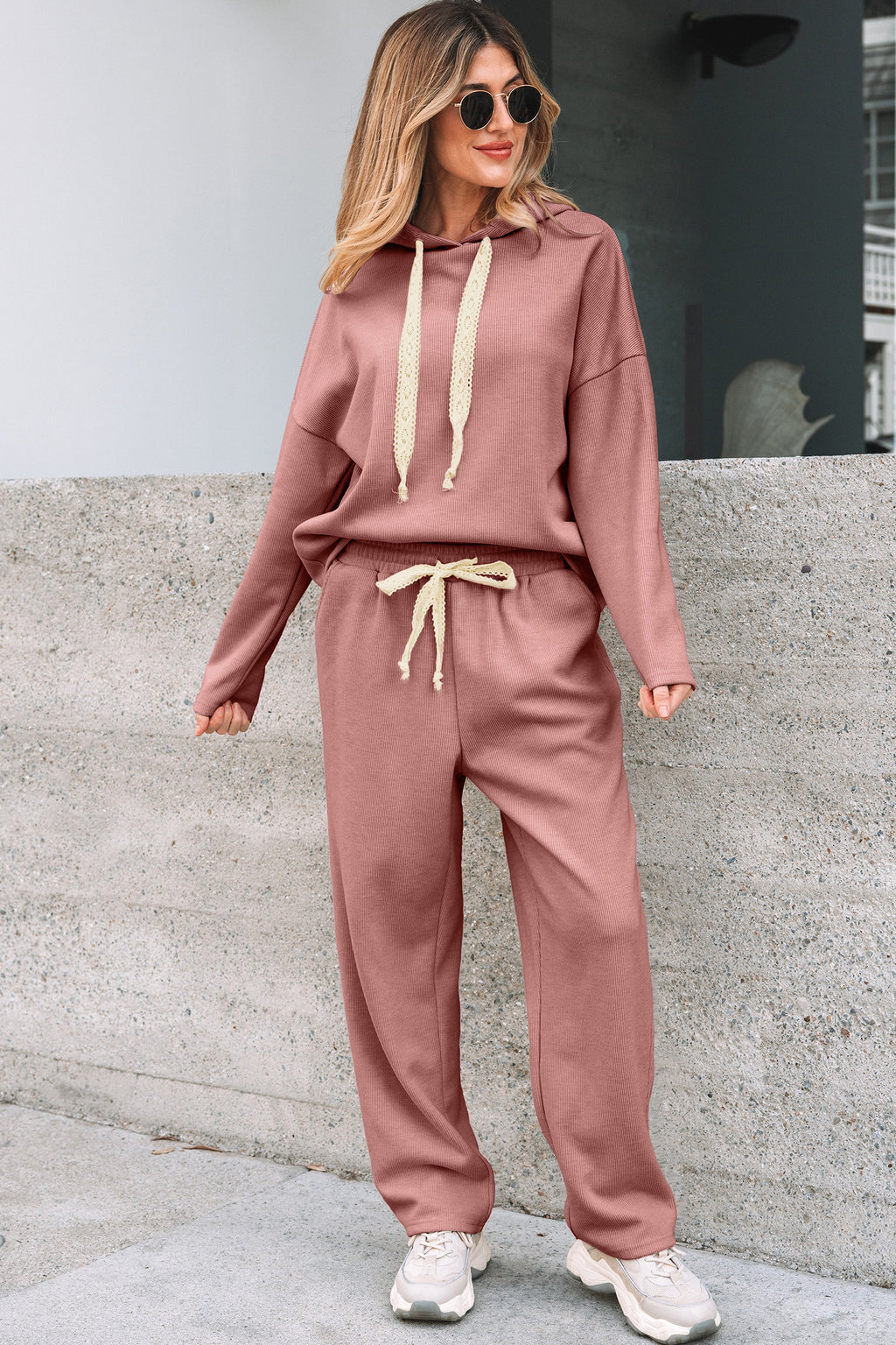 Gray Morn Corduroy Leopard Drawstring High Waist Trousers