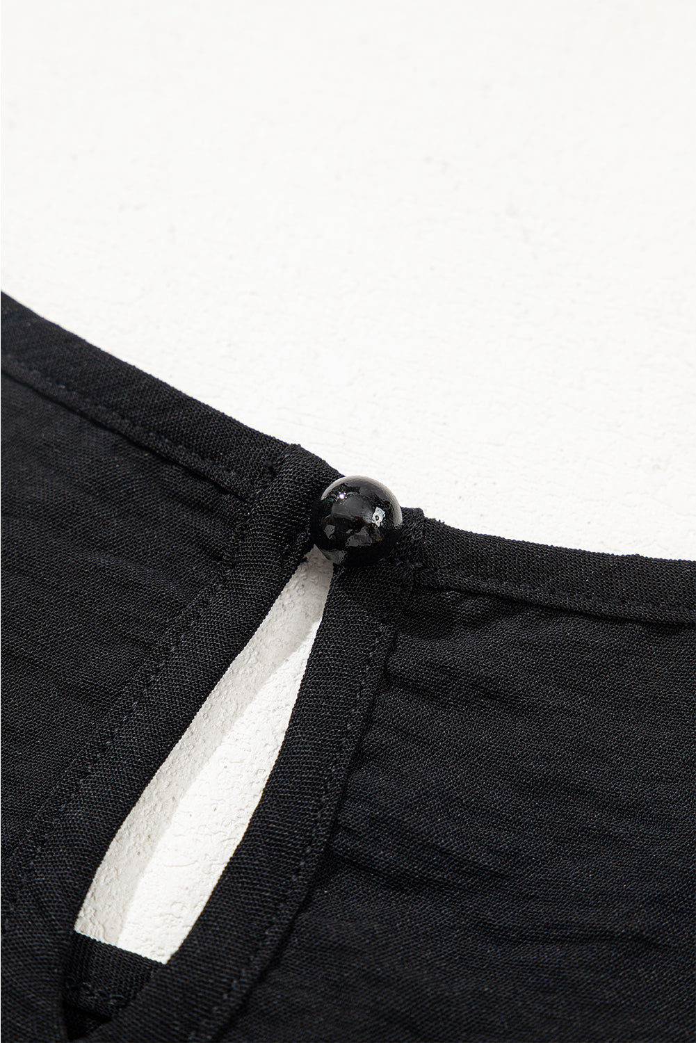 Black Flounce Sleeve Pleated Textured Blouse