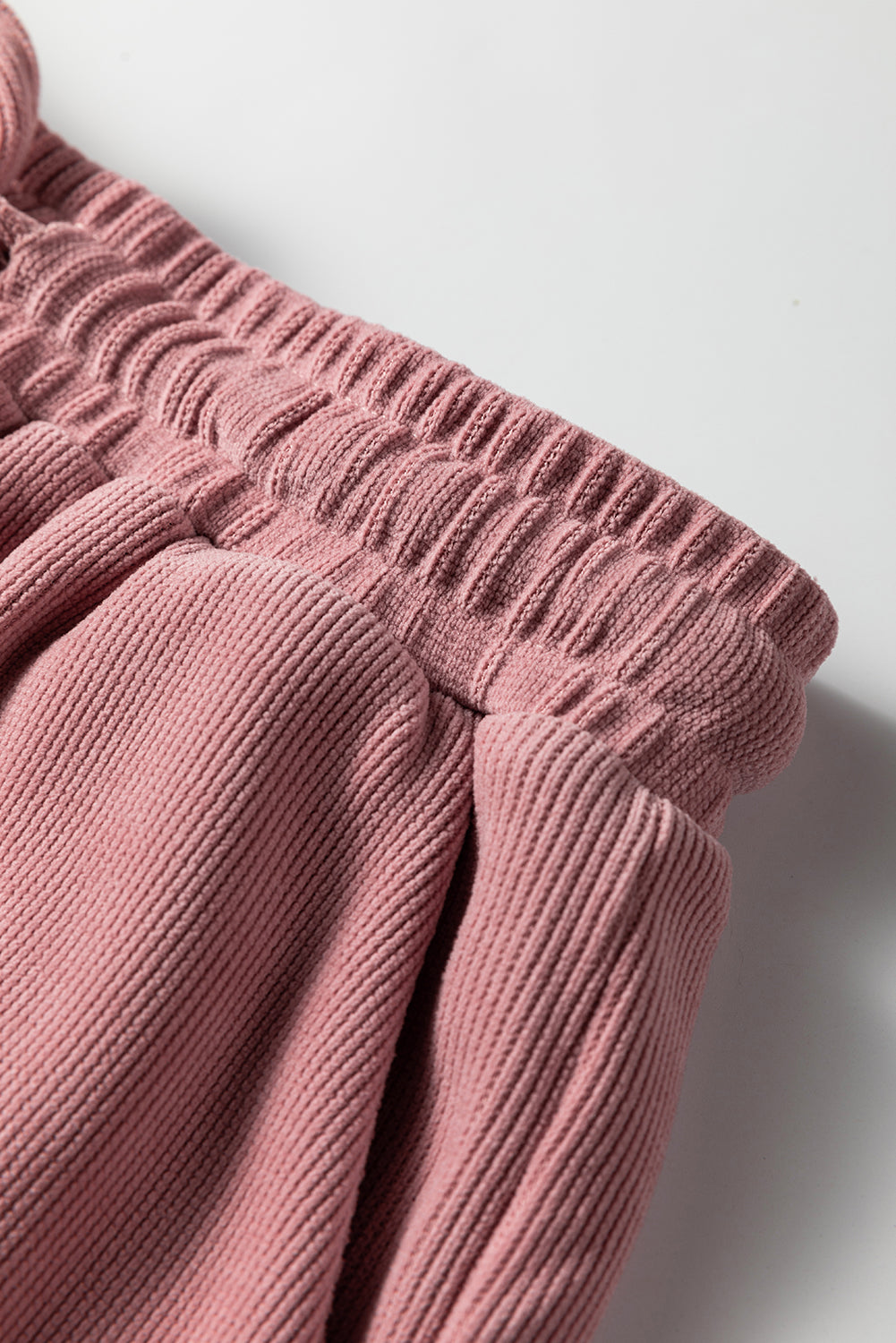 Jet Stream Solid Color Textured Knit Drop Shoulder Pullover Drawstring Shorts Set