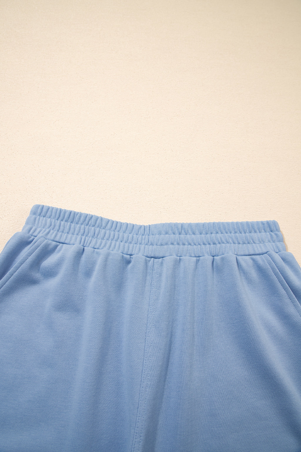 Mist Blue Solid Color Loose Tee Drawstring Wide Leg Pants 2pcs Outfit