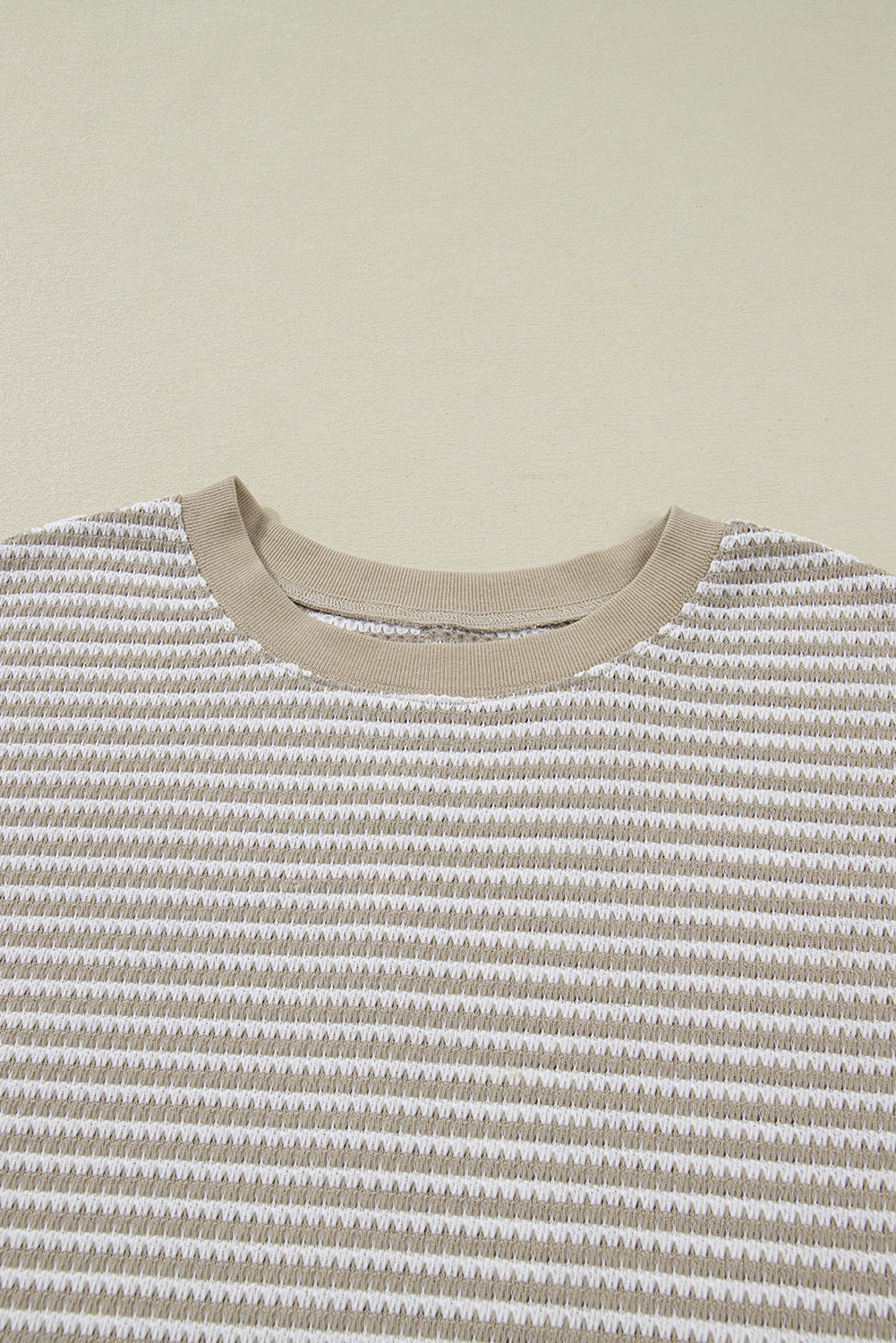 Red Stripe Ribbed Trim Drop Shoulder Long Sleeve Oversize Top