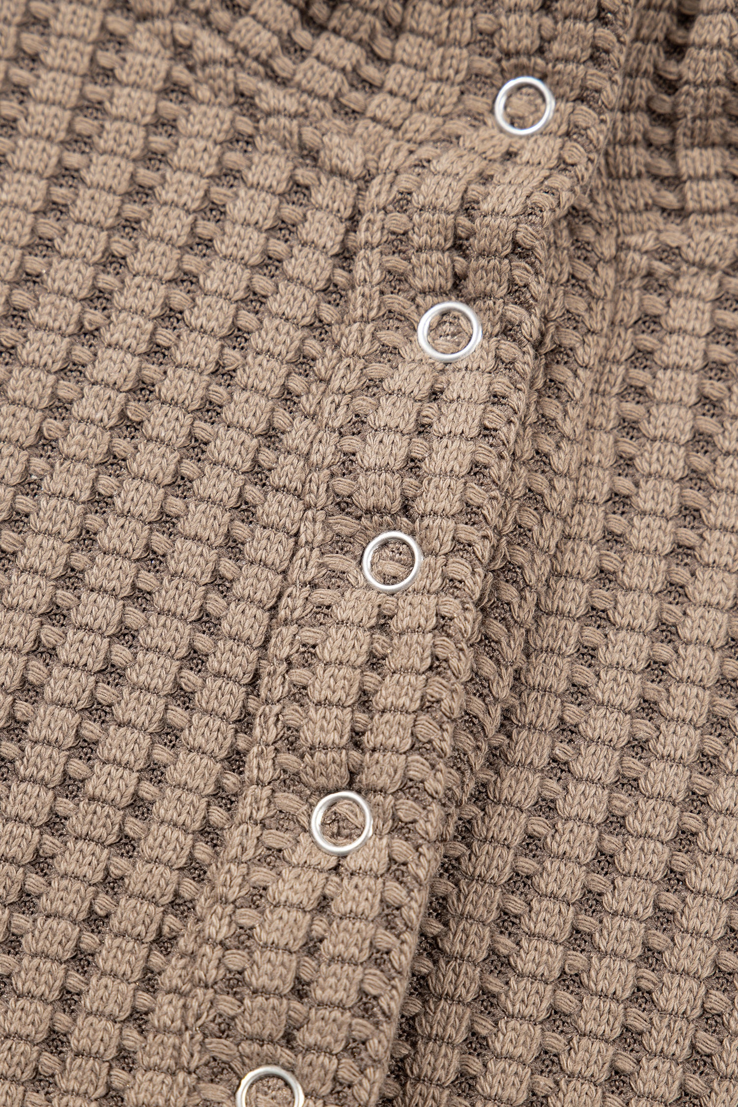 Light Pink Solid Color Textured Snap Button Collared Baggy Top