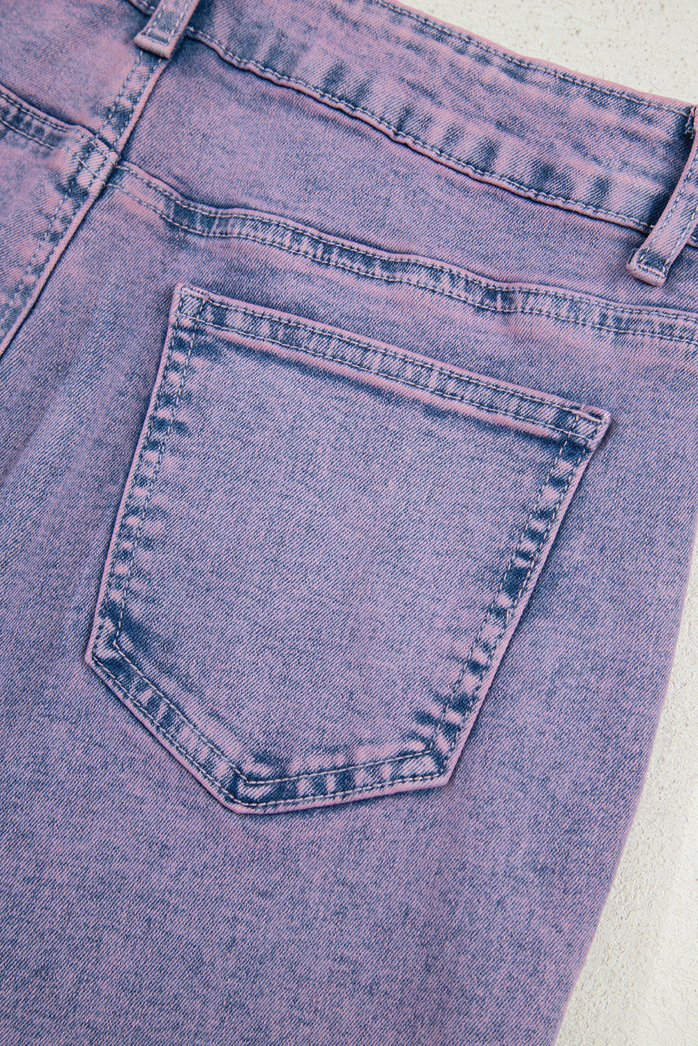 Orchid Petal Vintage Wash Frayed Hem Ankle-length Jeans