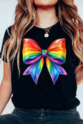 Black Pride Bow Graphic Round Neck T Shirt