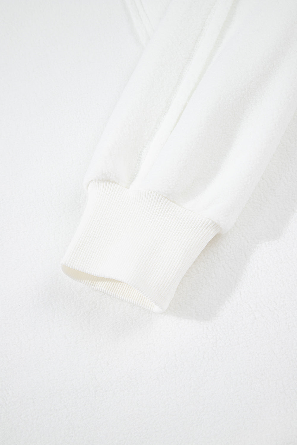 White Exposed Seam Chest Pocket Knit Pullover Sweatshirt