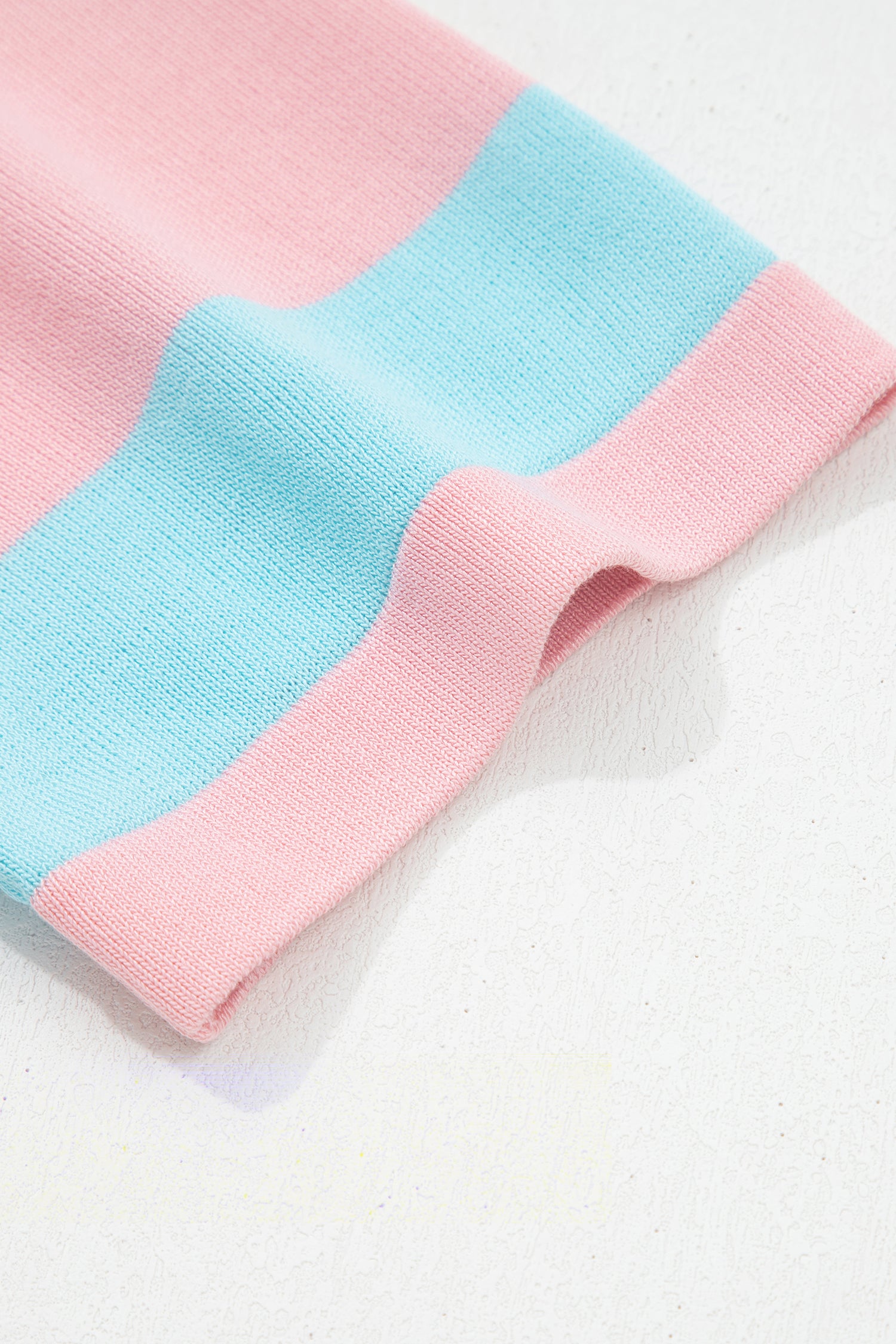 Pink Stripe Colorblock Striped Knitted T shirt
