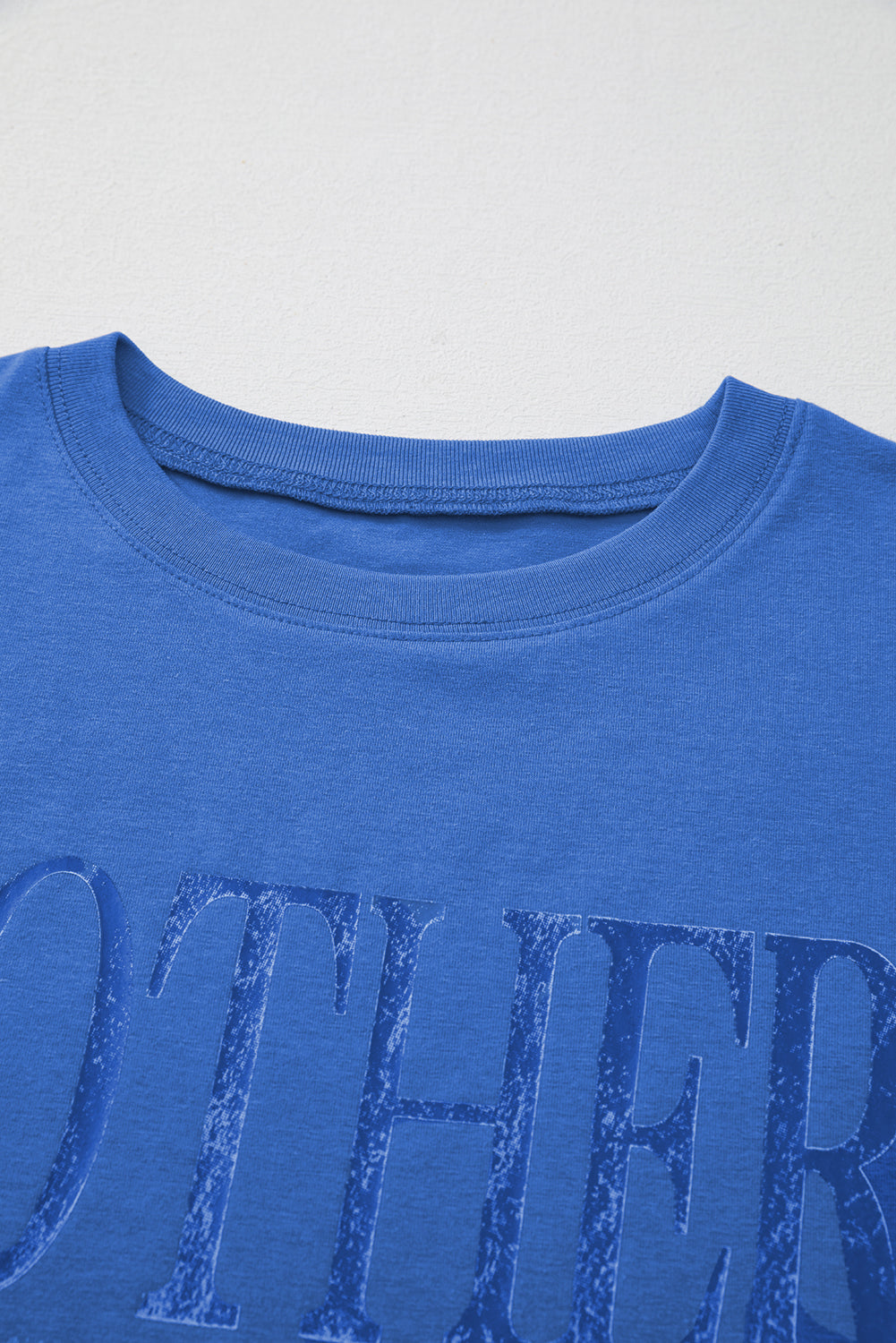Sky Blue Vintage MOTHERHOOD Letter Graphic T Shirt