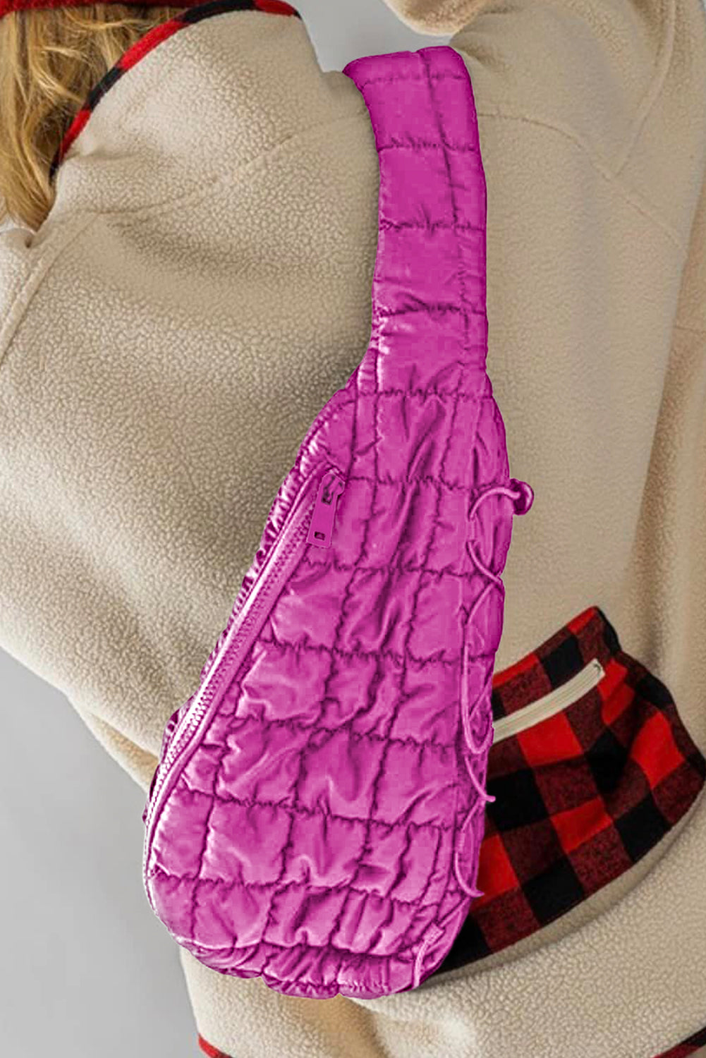 Wisteria Marshmallow Quilted Drawstring Decor Sling Bag