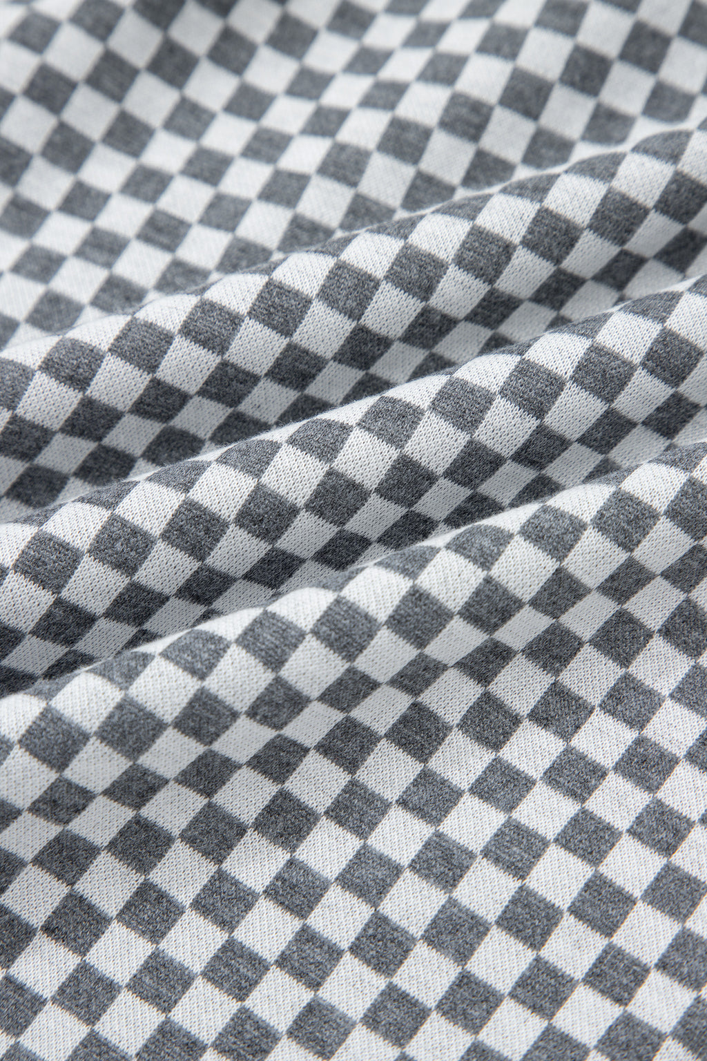 Gray Checkerboard Print Drawstring Elastic Waist Pocketed Shorts