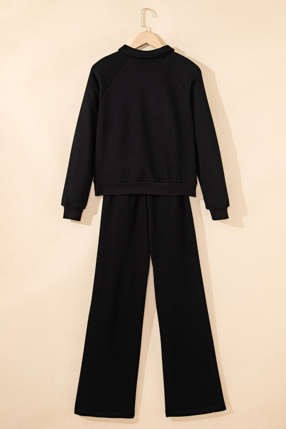 Dark Brown Solid Collared Sweatshirt and High Waist Pants Active Set